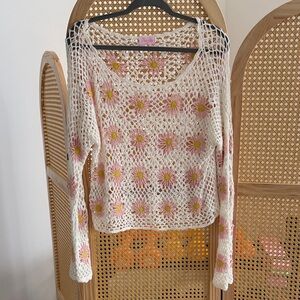 Pink Lily Floral Crochet Top